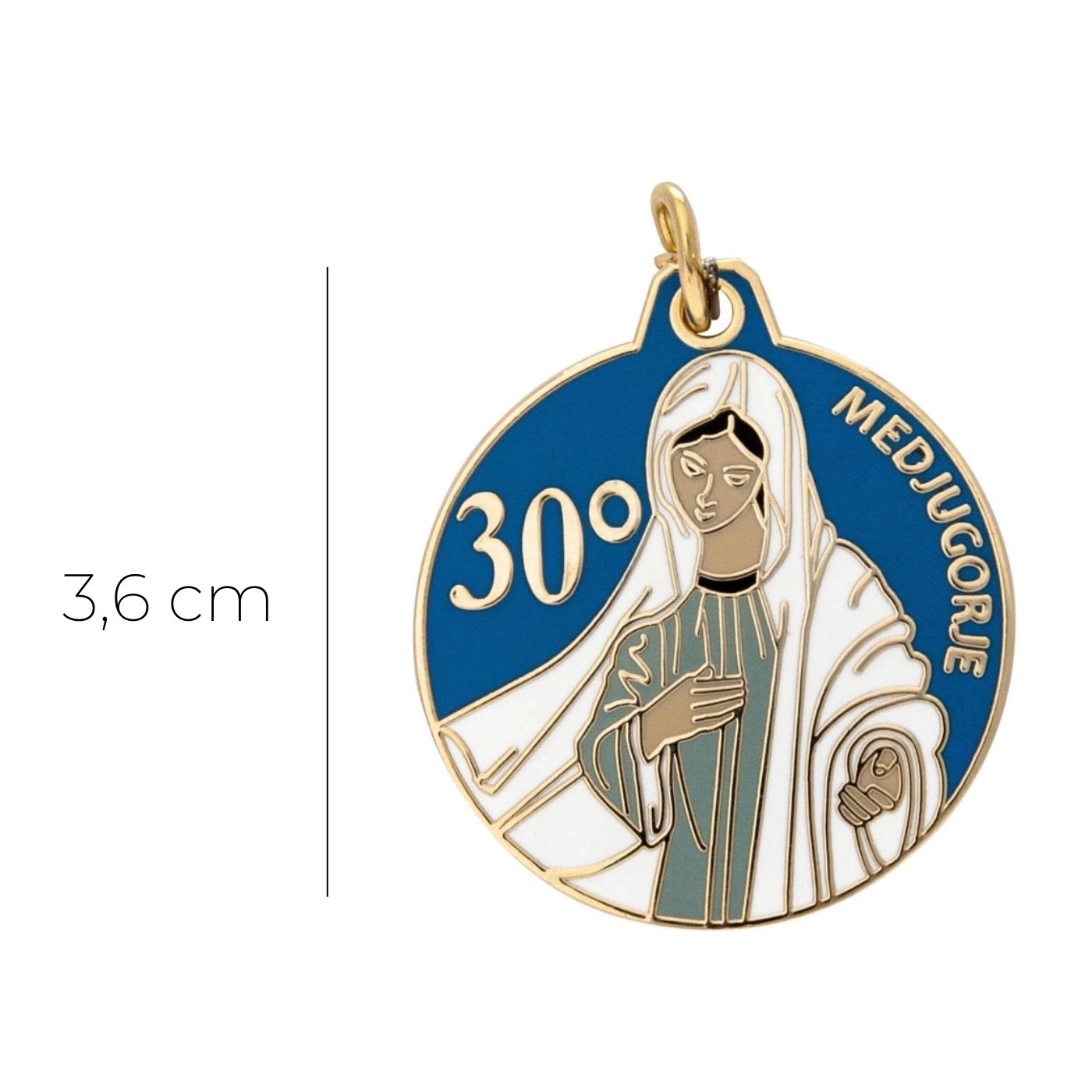 Medaglia Medjugorje, in ottone bagnata oro 24 carati. Diametro  2,2 cm