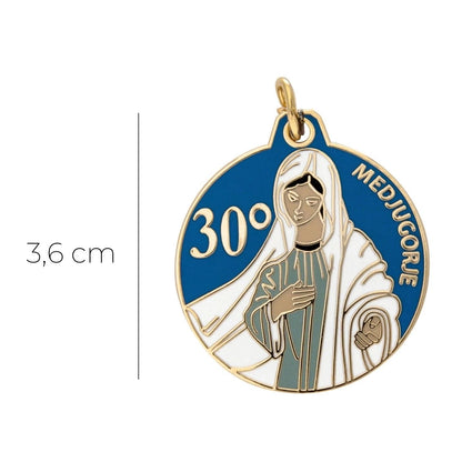Medaglia Medjugorje, in ottone bagnata oro 24 carati. Diametro  2,2 cm