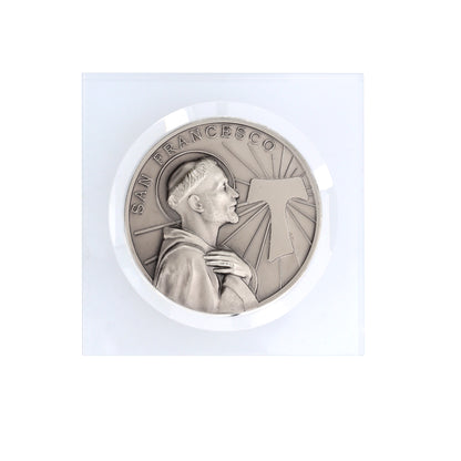 Soprammobile in plexiglass con medaglia Beato Carlo Acutis. Dimensioni 8,6x8,6 cm