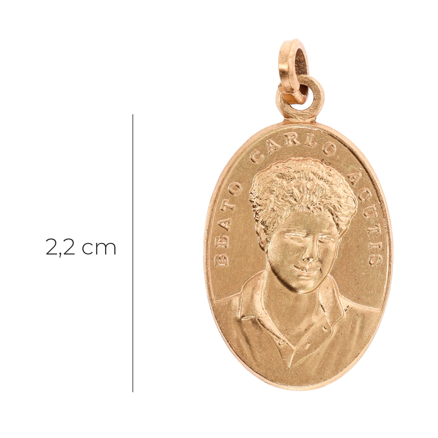 Medaglia Beato Carlo Acutis e S.Francesco, argento 925 dorato. Altezza 2,2 cm
