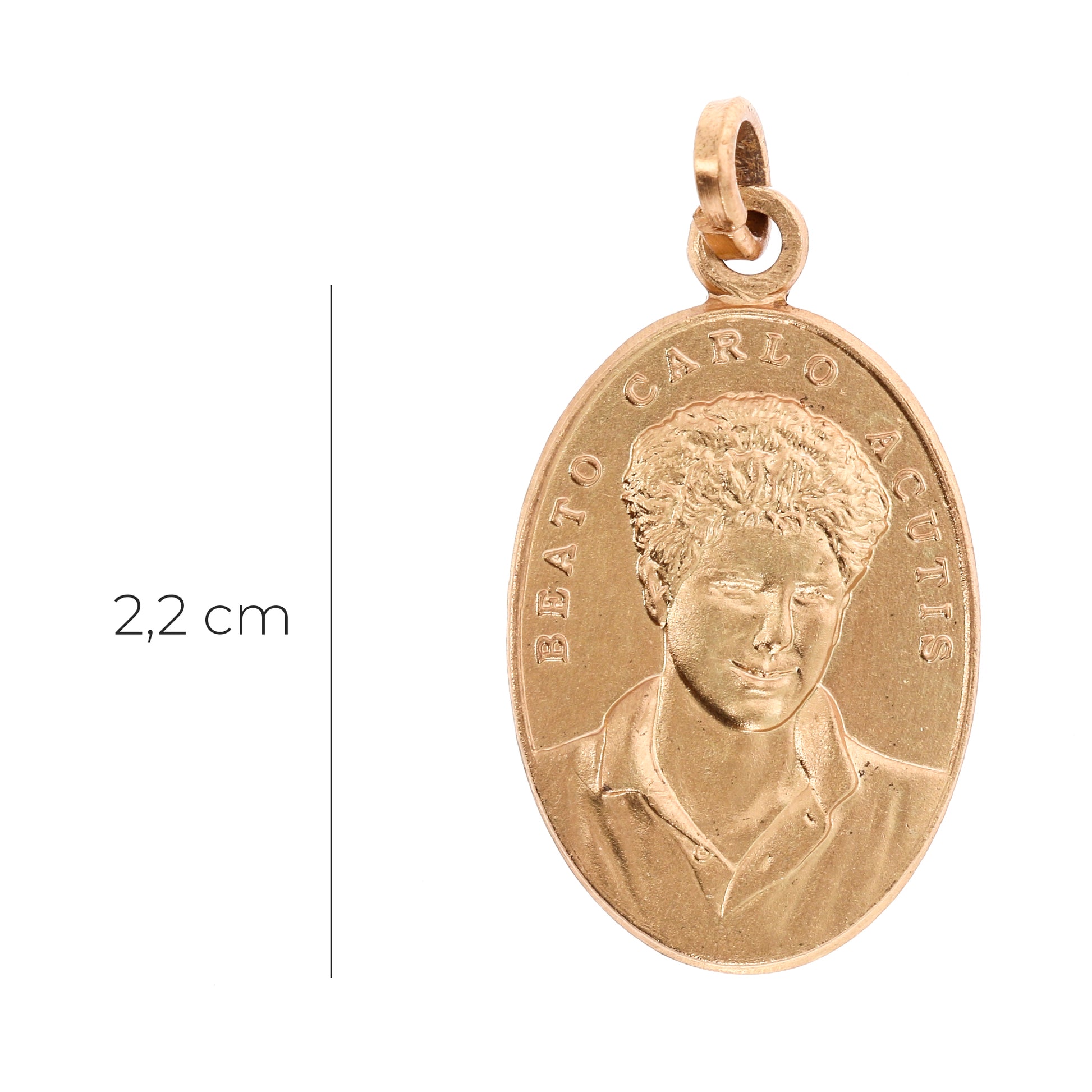 Medaglia Beato Carlo Acutis e S.Francesco, argento 925 dorato. Altezza 2,2 cm