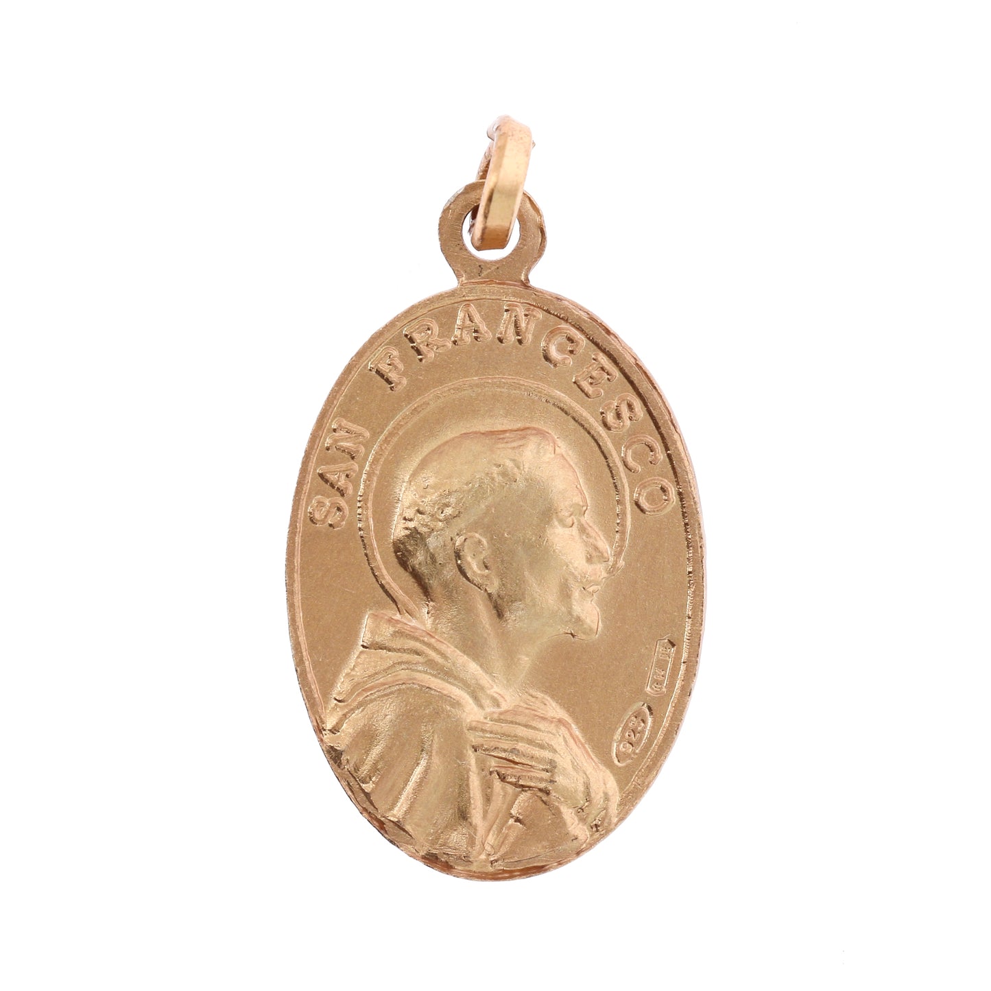 Medaglia Beato Carlo Acutis e S.Francesco, argento 925 dorato. Altezza 2,2 cm