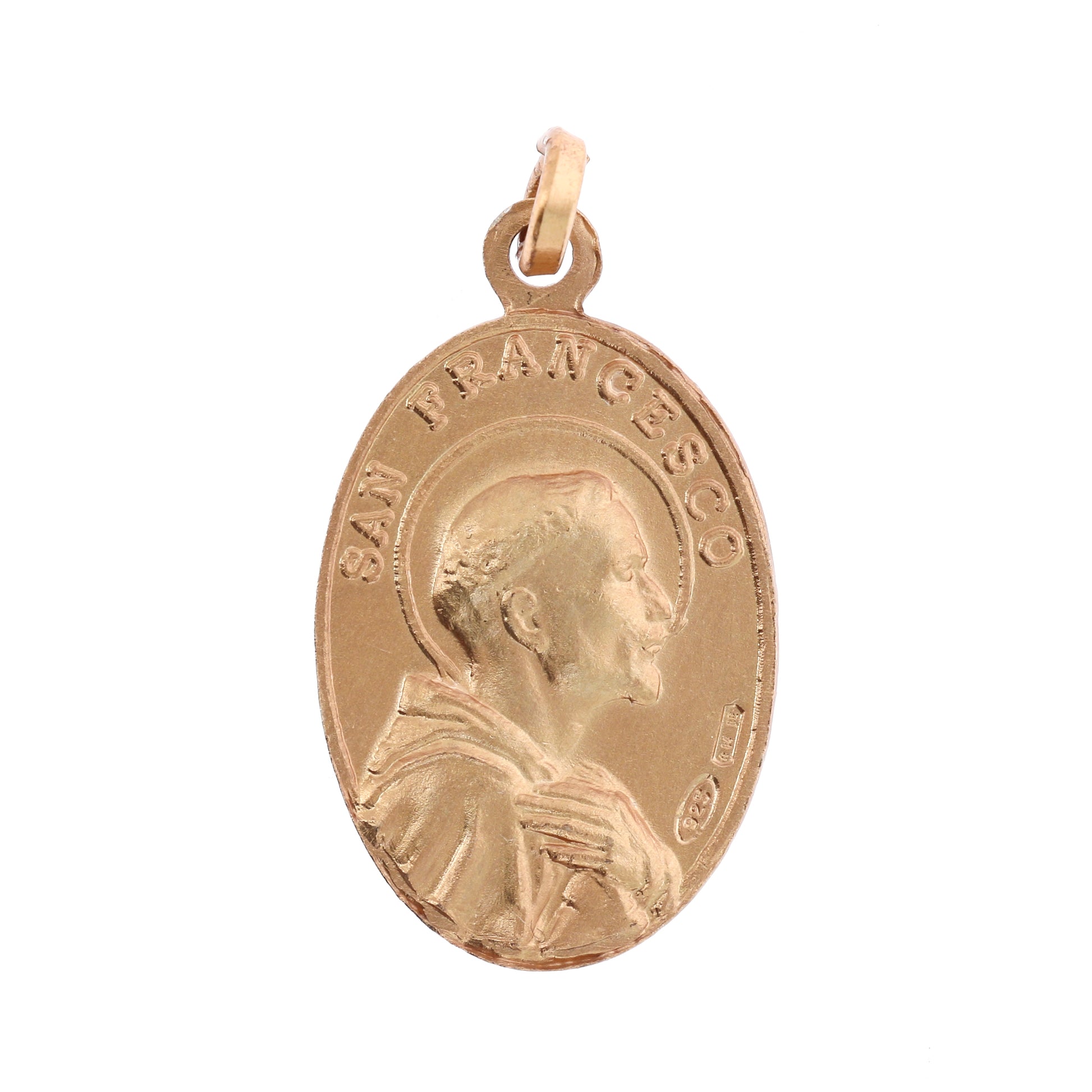 Medaglia Beato Carlo Acutis e S.Francesco, argento 925 dorato. Altezza 2,2 cm