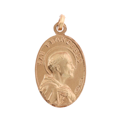 Medaglia Beato Carlo Acutis e S.Francesco, argento 925 dorato. Altezza 2,2 cm