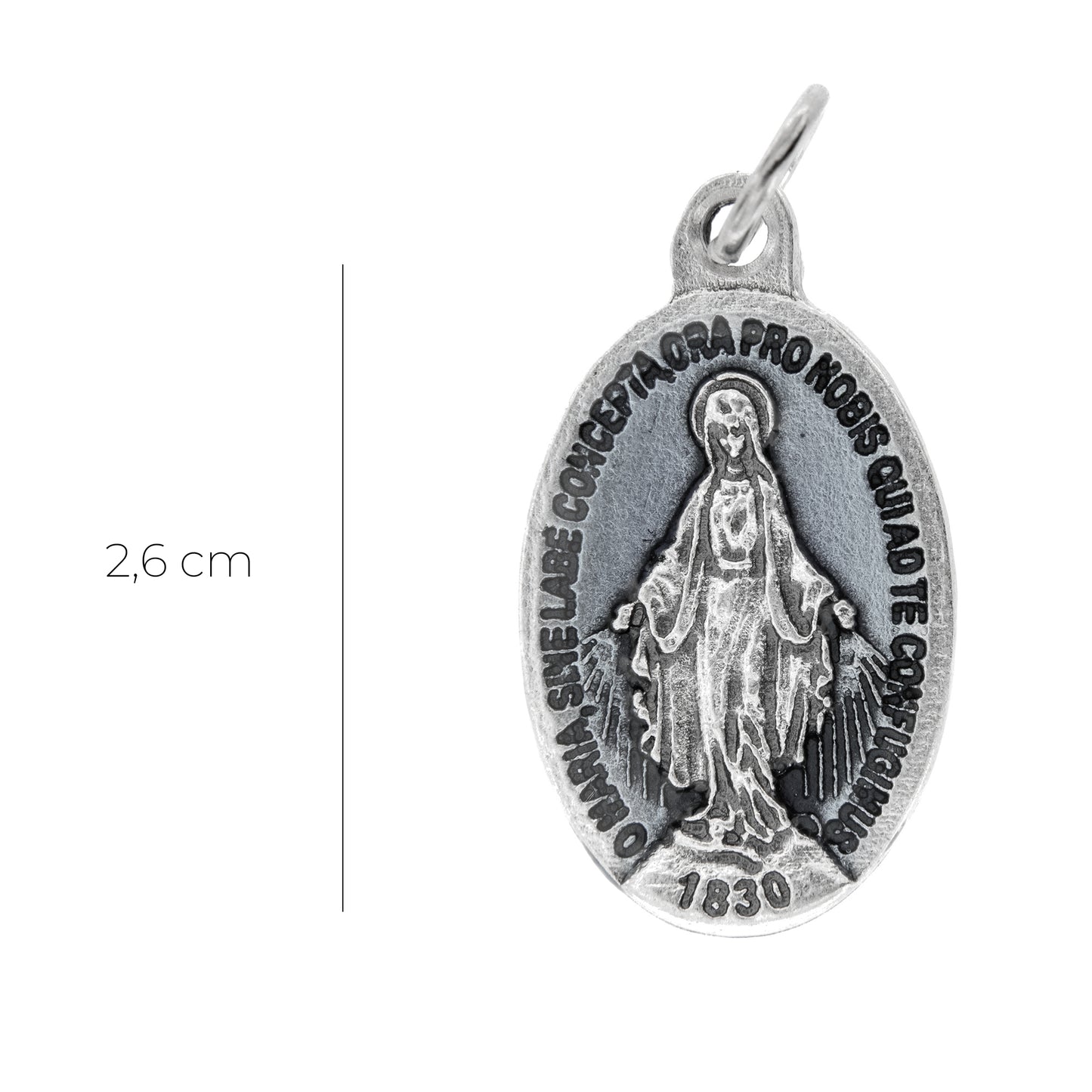 Medaglia Miracolosa in zama, scritta in latino. Altezza 2,6 cm