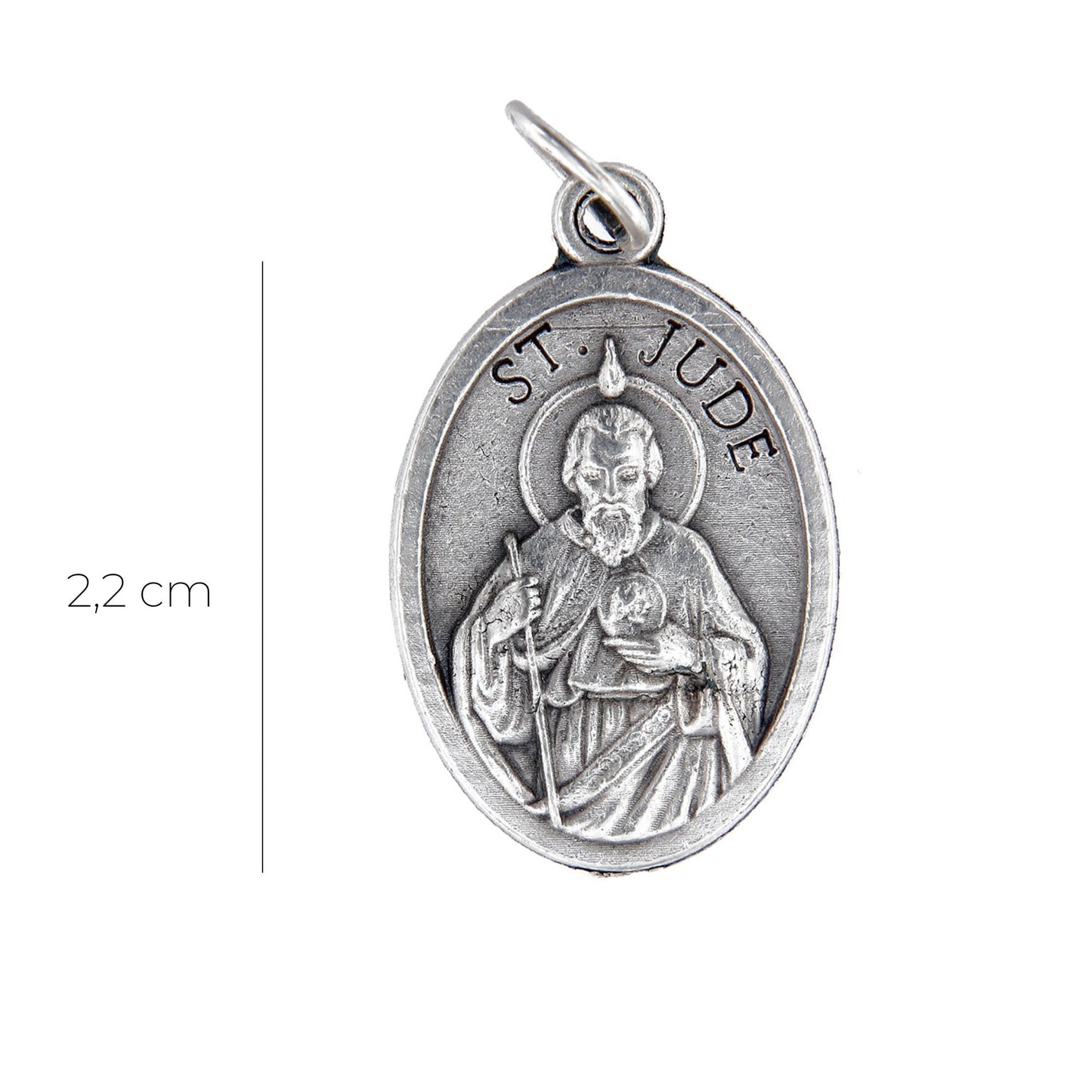 Medaglia San Giuda e retro croce, in zama. Altezza 2,2 cm