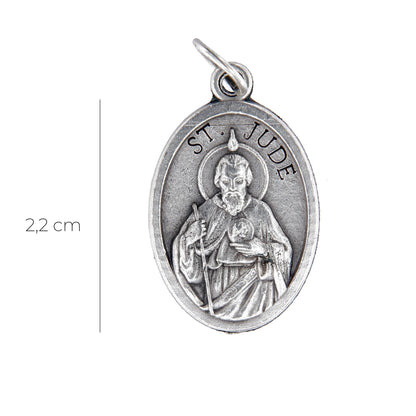 Medaglia San Giuda e retro croce, in zama. Altezza 2,2 cm