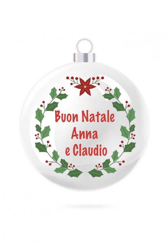 Pallina di Natale in porcellana bianca da personalizzare. Diametro 8 cm
