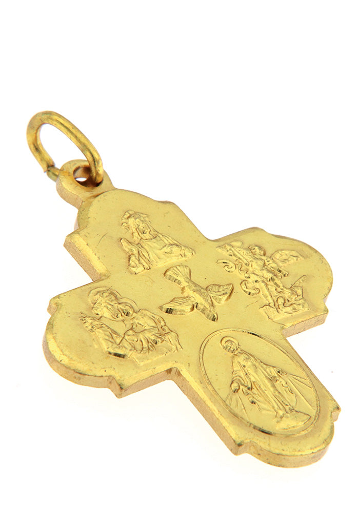 Medaglia croce scapolare in ottone color oro