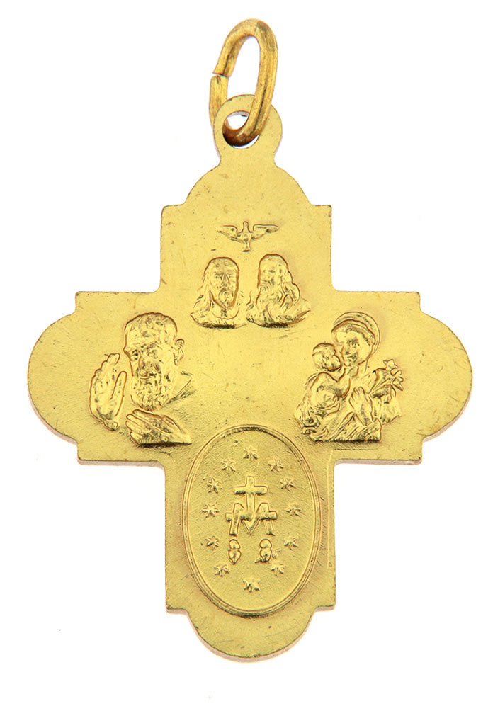 Medaglia croce scapolare in ottone color oro