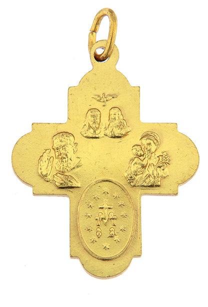 Medaglia croce scapolare in ottone color oro