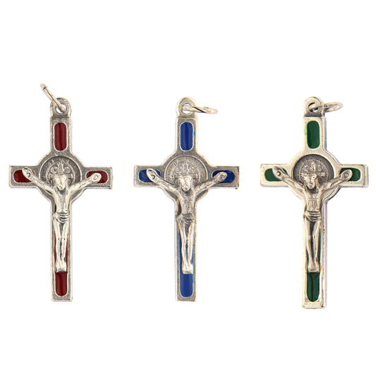 Croce San Benedetto in metallo smaltato h. 4 cm