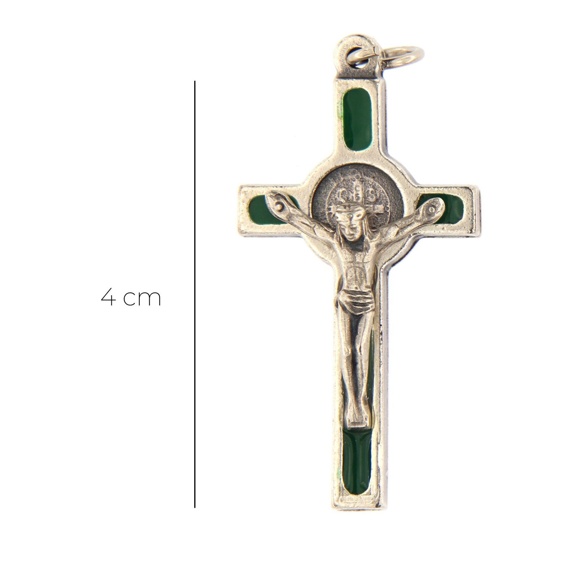 Croce San Benedetto in metallo smaltato h. 4 cm