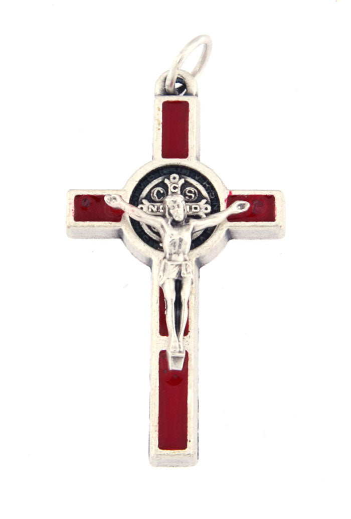Croce San Benedetto in metallo smaltato h. 4 cm