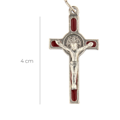 Croce San Benedetto in metallo smaltato h. 4 cm