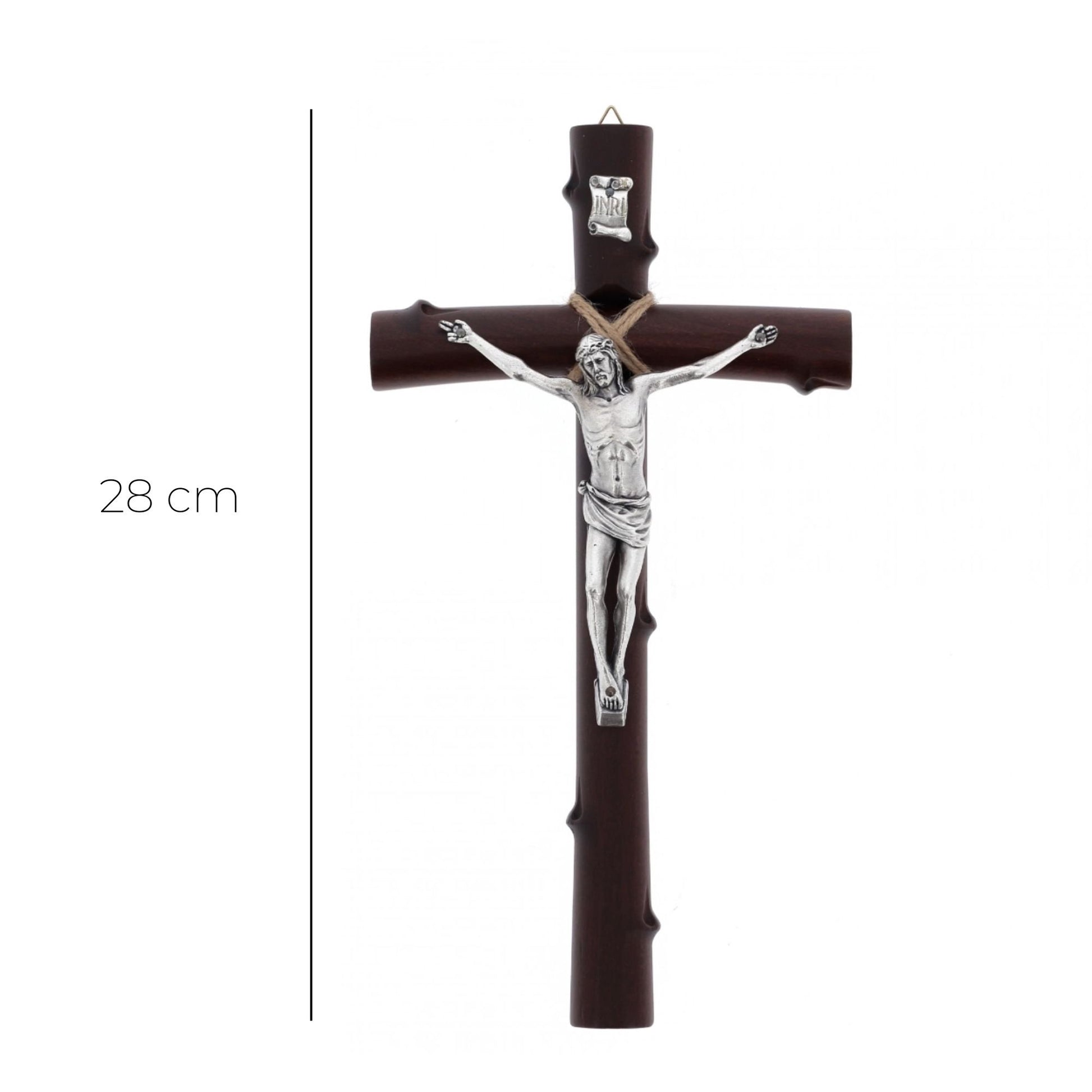 Crocifisso in legno e corpo in metallo. Altezza 28 cm