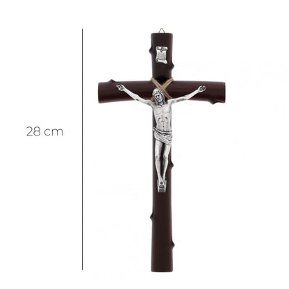 Crocifisso in legno e corpo in metallo. Altezza 28 cm