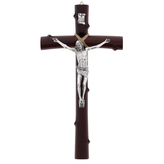 Crocifisso in legno e corpo in metallo. Altezza 18 cm