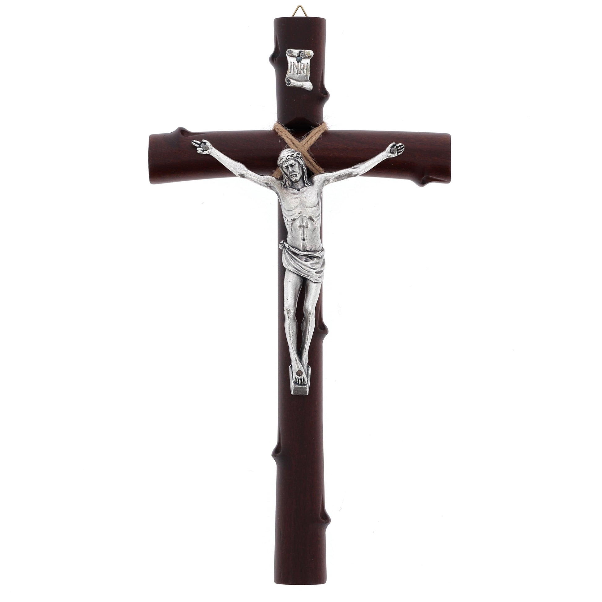 Crocifisso in legno e corpo in metallo. Altezza 28 cm
