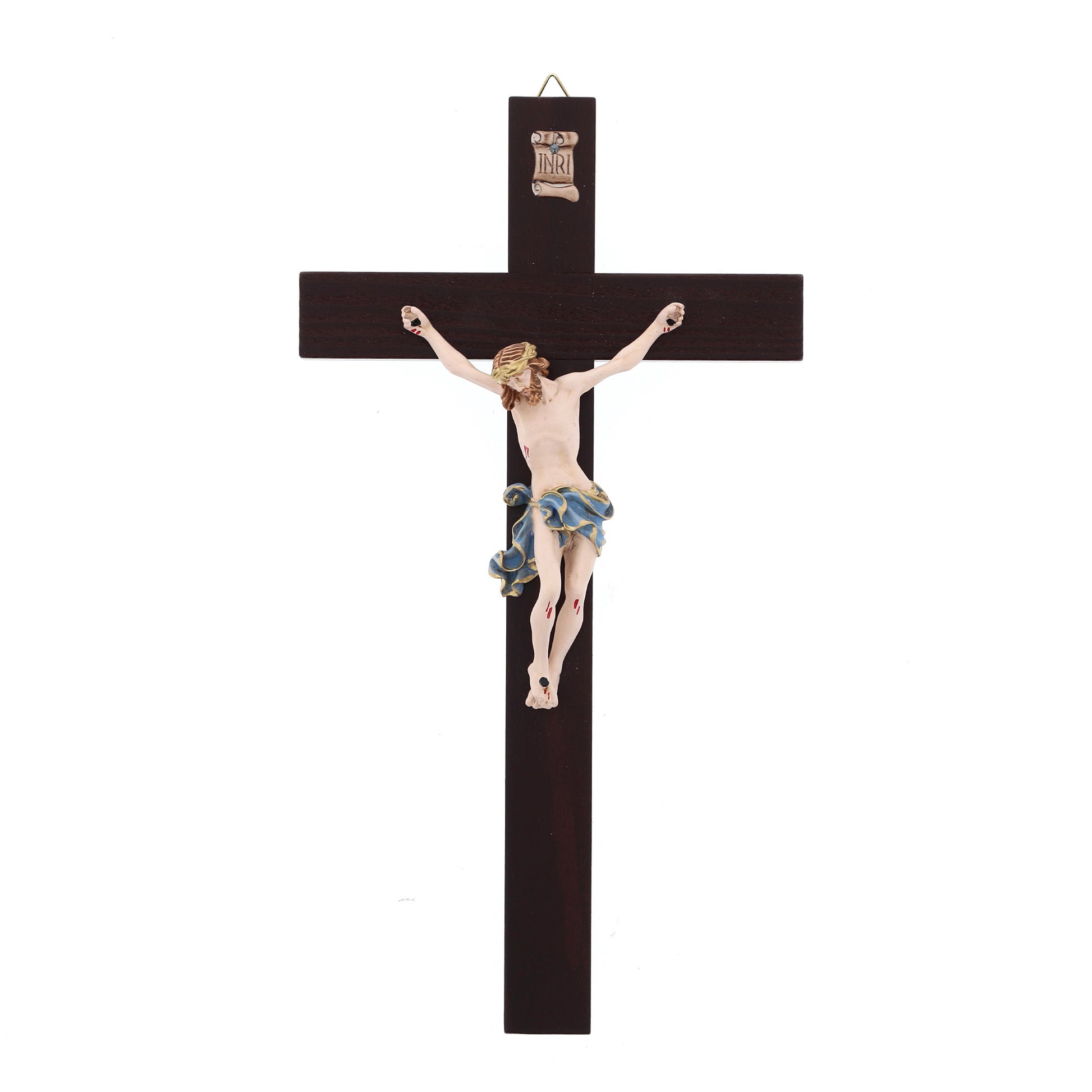 Crocifisso in legno massello con corpo in resina. Altezza 27 cm