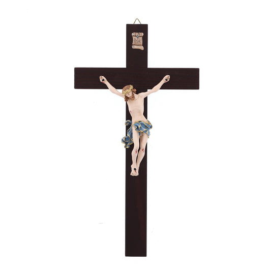 Crocifisso in legno massello con corpo in resina. Altezza 27 cm