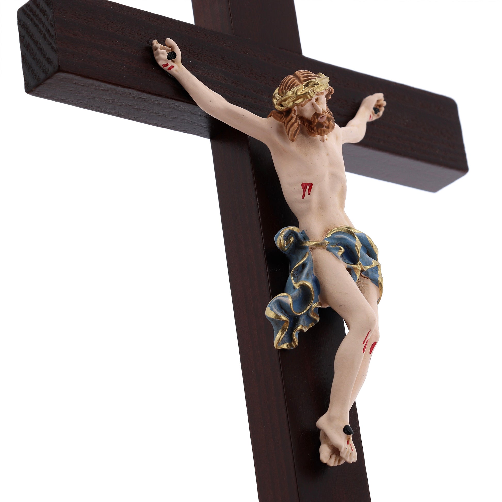 Crocifisso in legno massello con corpo in resina. Altezza 27 cm