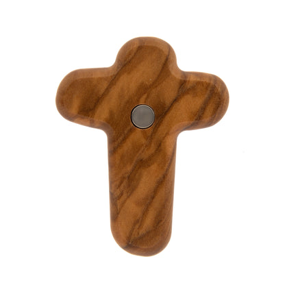 Calamita Croce della Riconciliazione in legno d'olivo e placca in metallo bronzato 6x4,3 cm