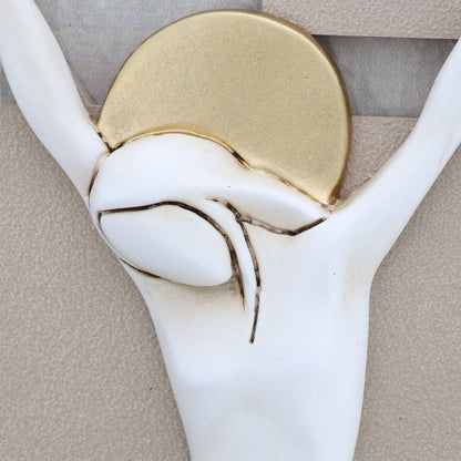Crocifisso moderno con finitura a stucco
e decorazioni dorate cm 27x40