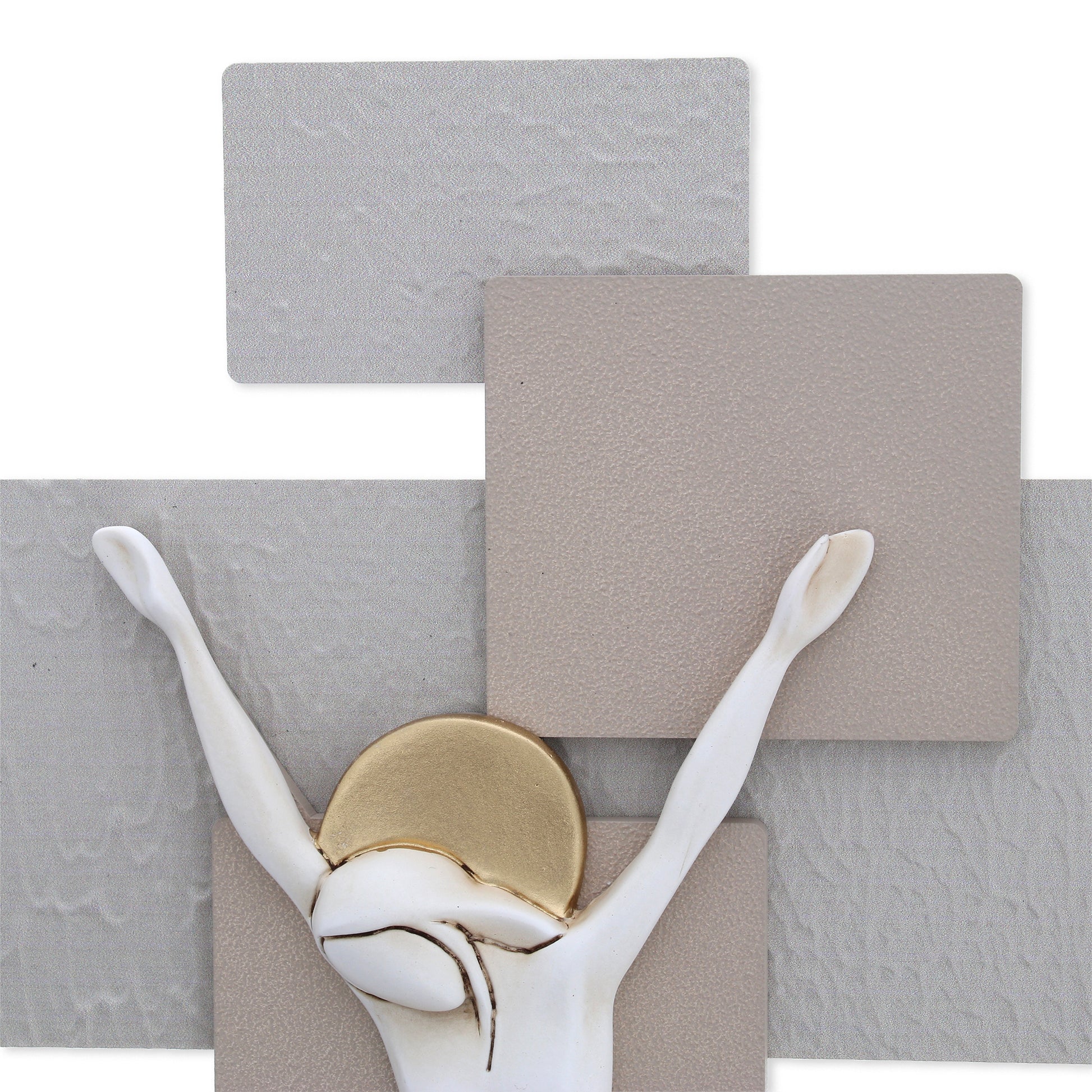 Crocifisso moderno con finitura a stucco
e decorazioni dorate cm 27x40
