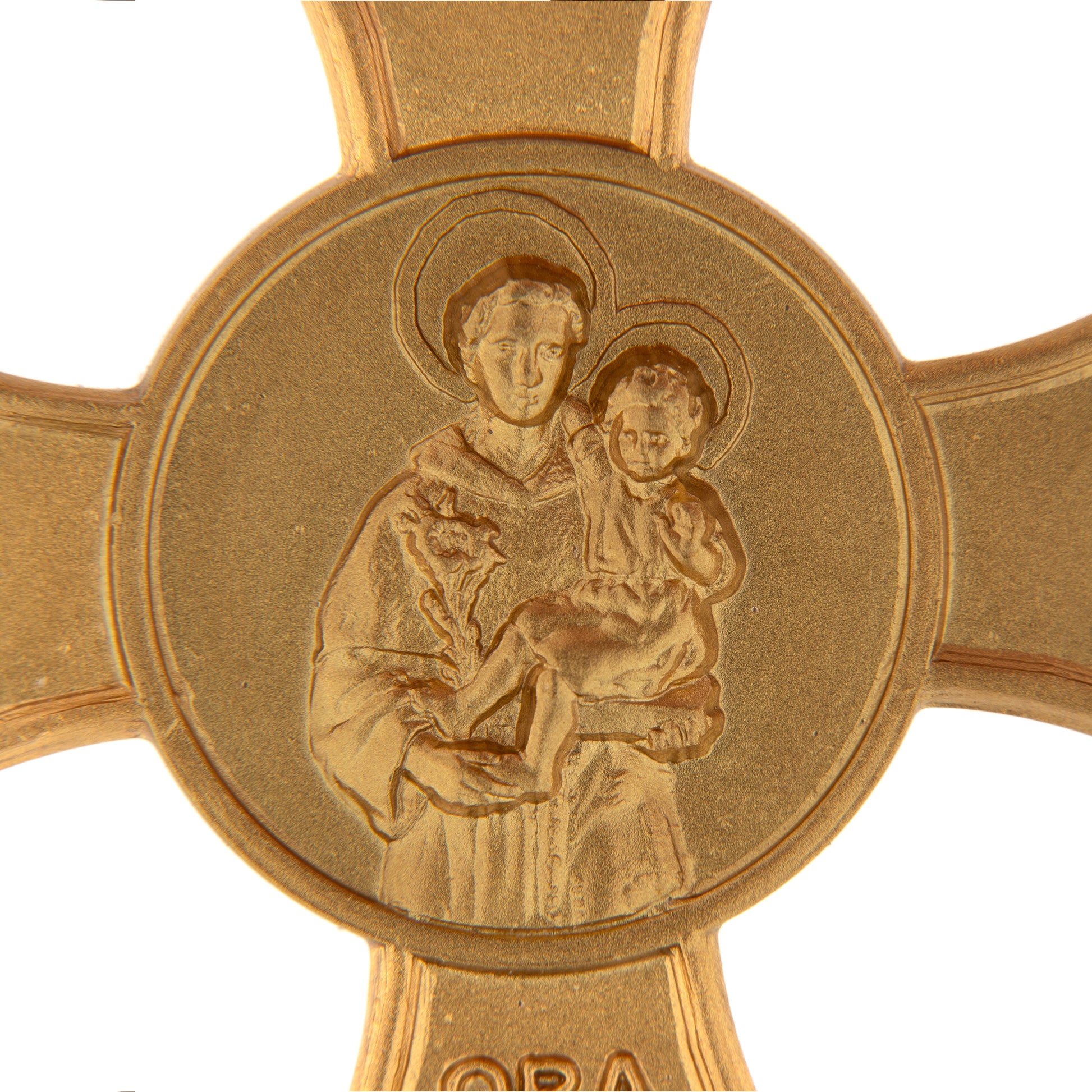 Croce con medaglia Sant'Antonio di Padova in argento 925 dorato 4 cm