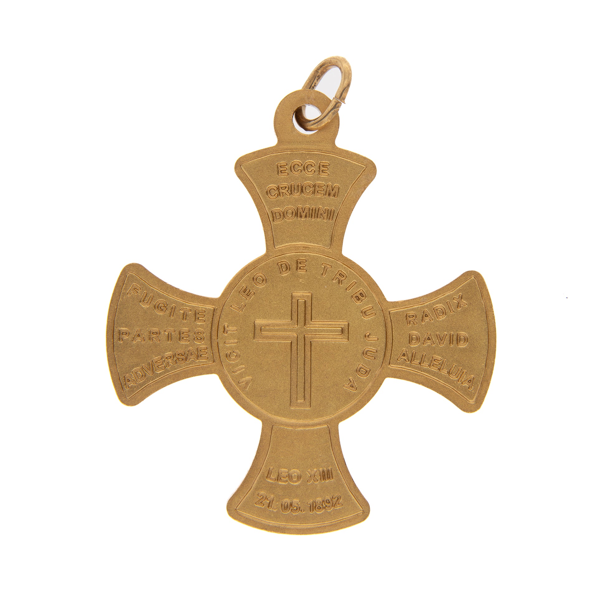 Croce con medaglia Sant'Antonio di Padova in ottone dorato, 4 cm