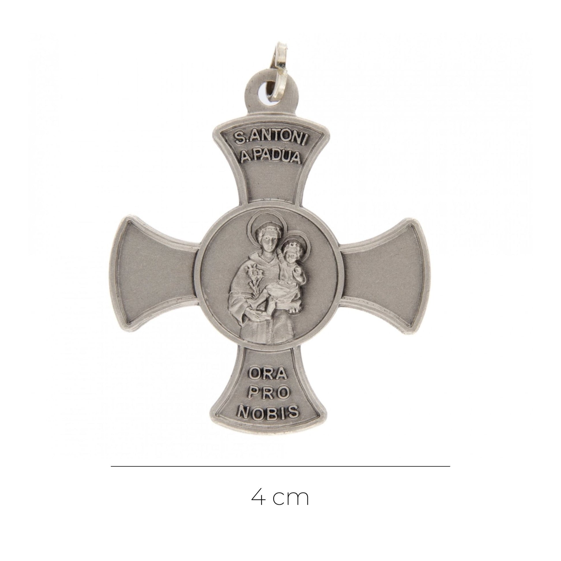 Croce con medaglia Sant'Antonio di Padova in argento 925 altezza 4 cm