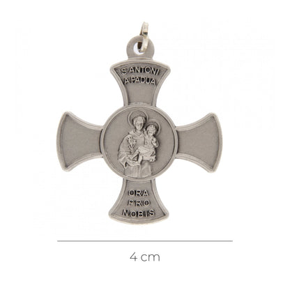 Croce con medaglia Sant'Antonio di Padova in argento 925 altezza 4 cm