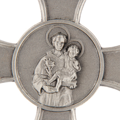 Croce con medaglia Sant'Antonio di Padova in argento 925 altezza 4 cm