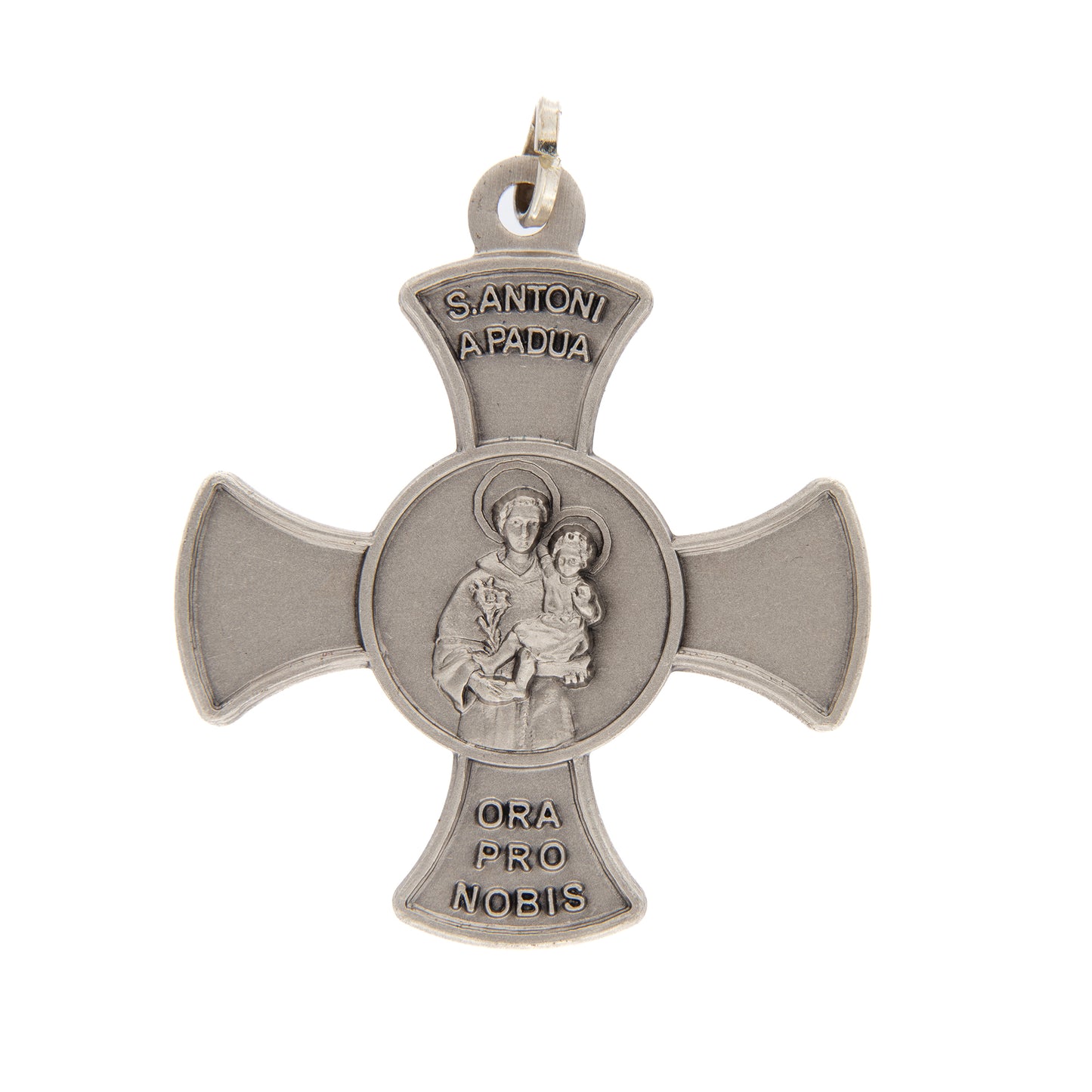 Croce con medaglia Sant'Antonio di Padova in argento 925 altezza 4 cm