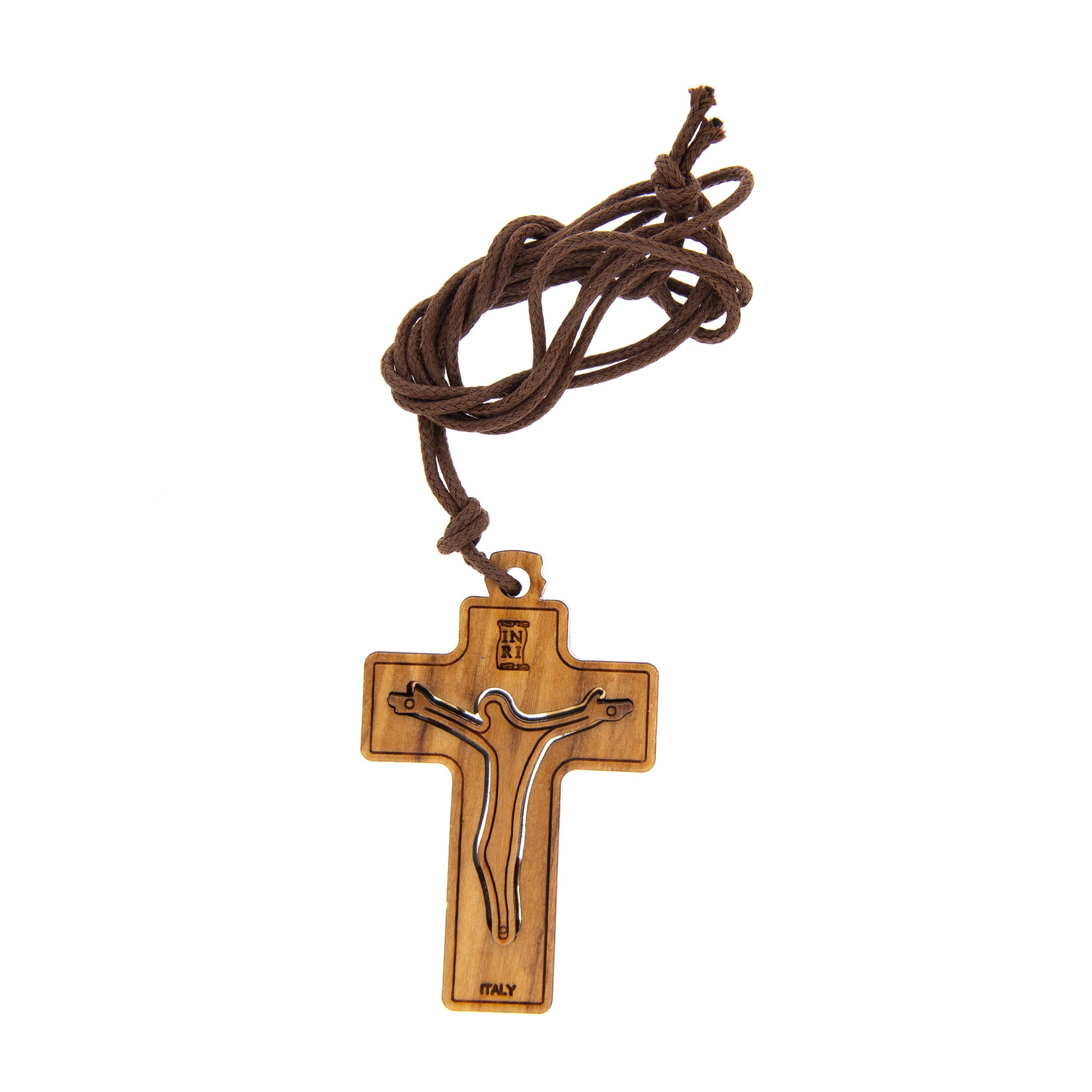 Ciondolo Croce in legno d'olivo con cordoncino 5 cm