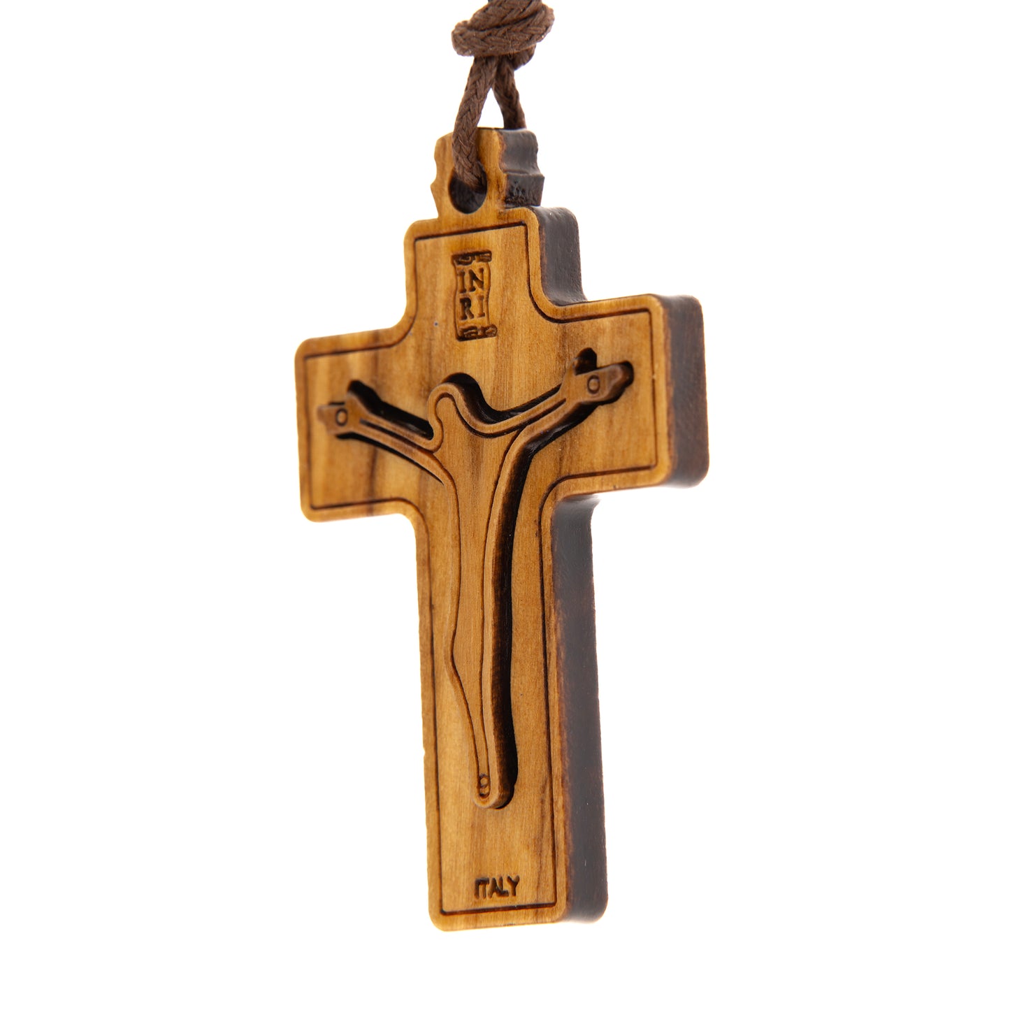Ciondolo Croce in legno d'olivo con cordoncino 5 cm