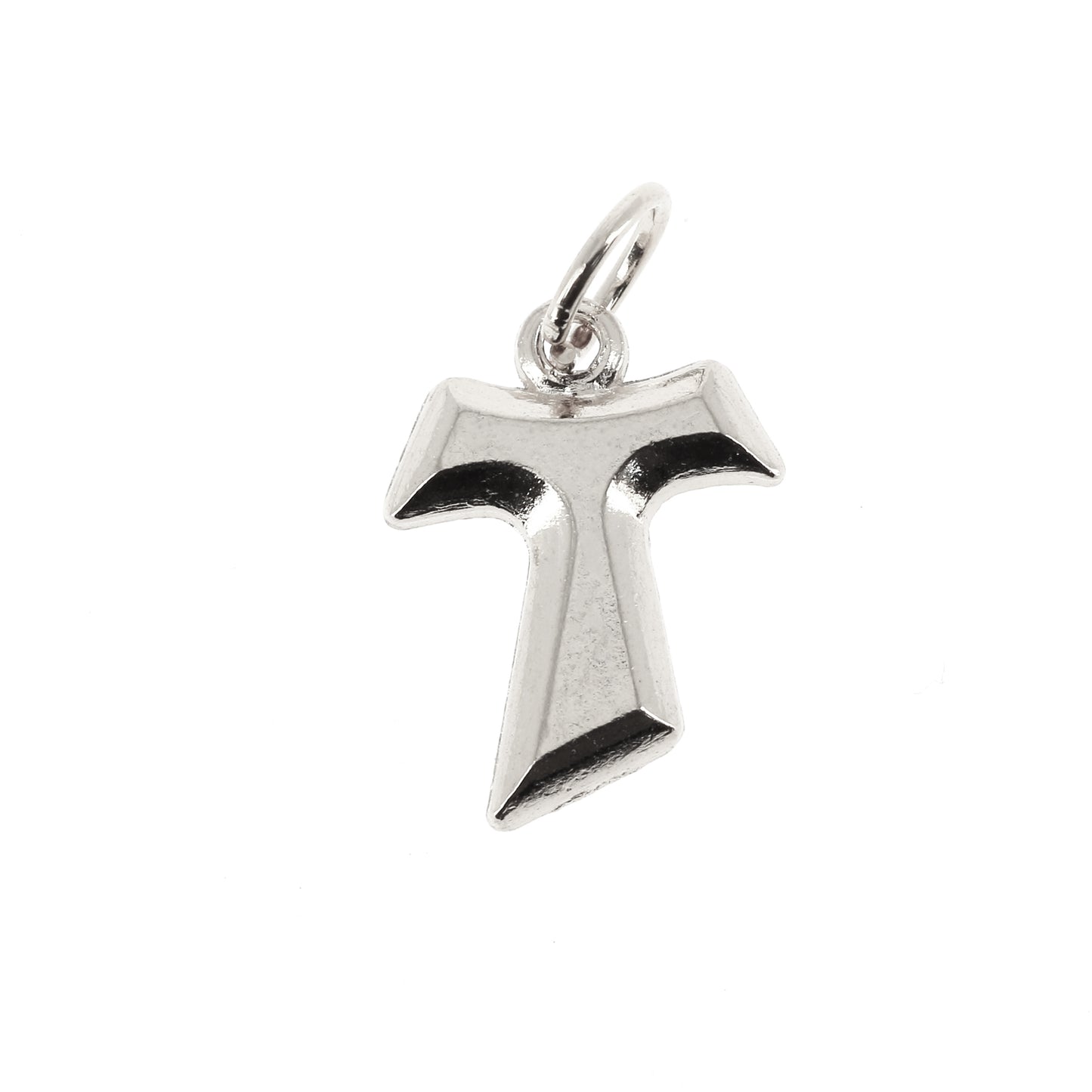 Ciondolo Tau in metallo argentato. Altezza 1,5 cm