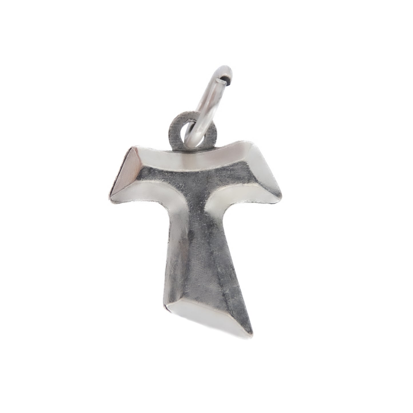 Ciondolo Tau in metallo argentato. Altezza 1,5 cm