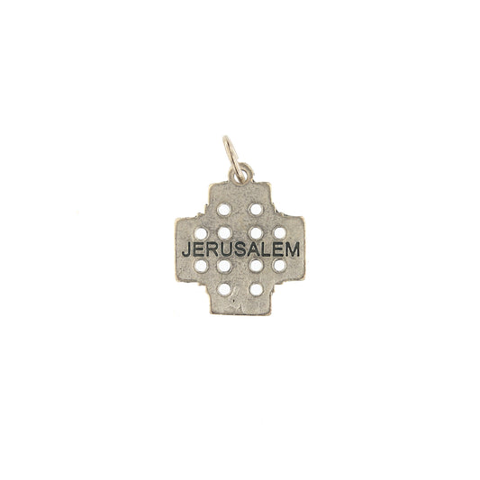 Croce Gerusalemme in metallo smaltato 2 cm