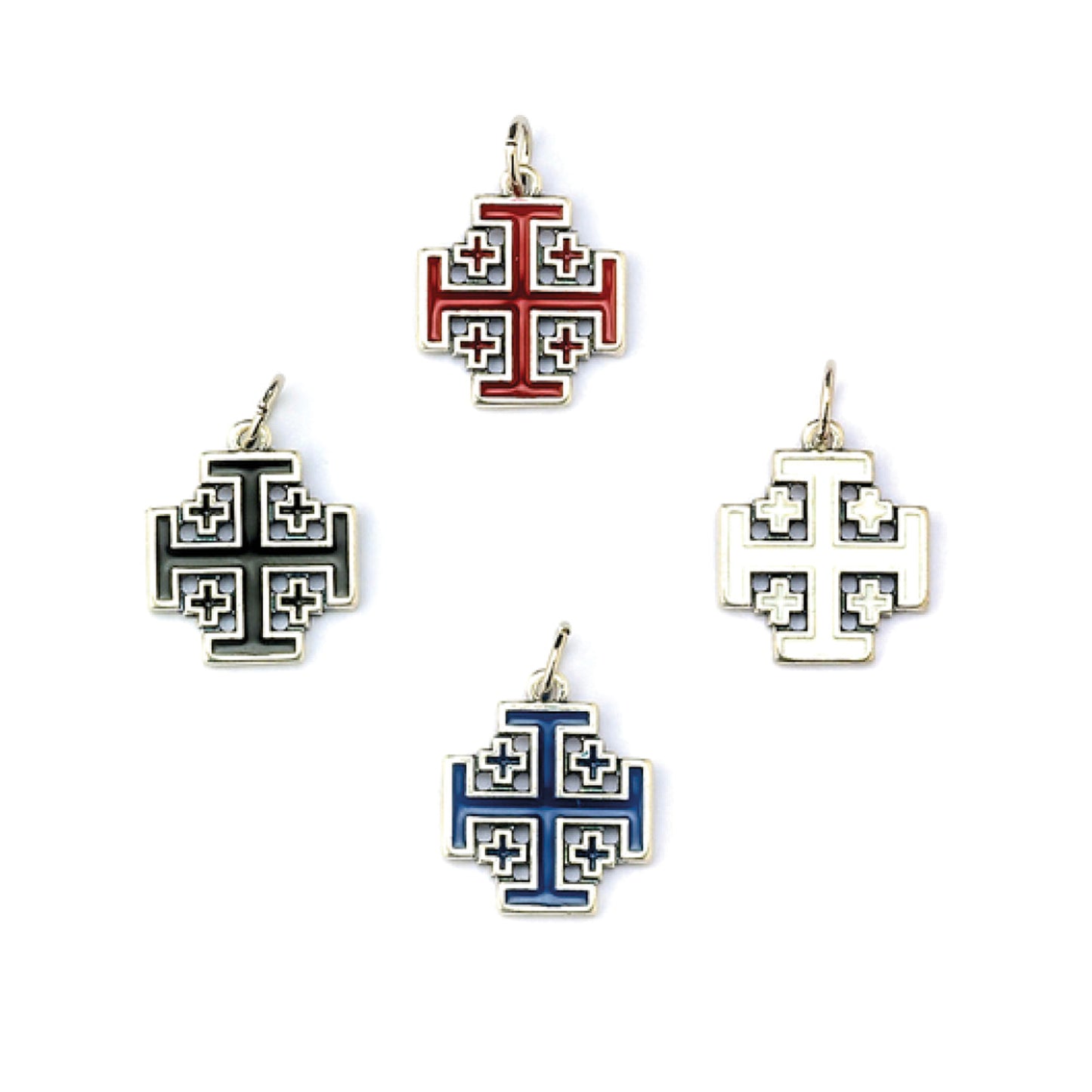 Croce Gerusalemme in metallo smaltato 2 cm