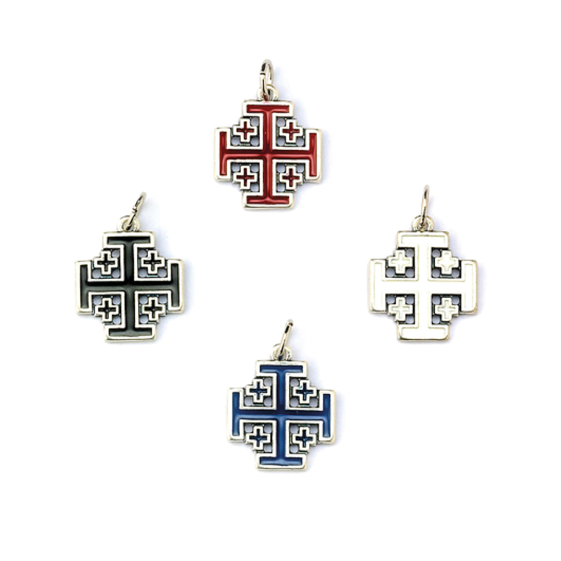 Croce Gerusalemme in metallo smaltato 2 cm
