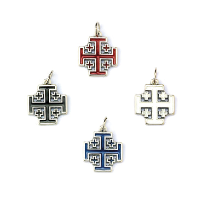 Croce Gerusalemme in metallo smaltato 2 cm