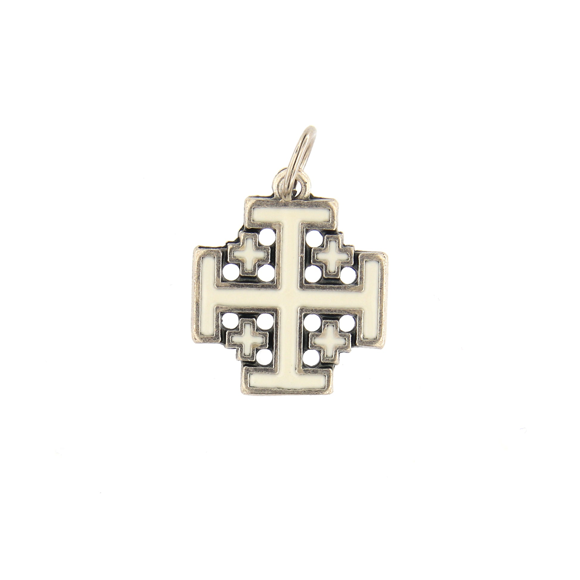 Croce Gerusalemme in metallo smaltato 2 cm