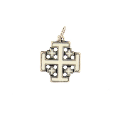 Croce Gerusalemme in metallo smaltato 2 cm