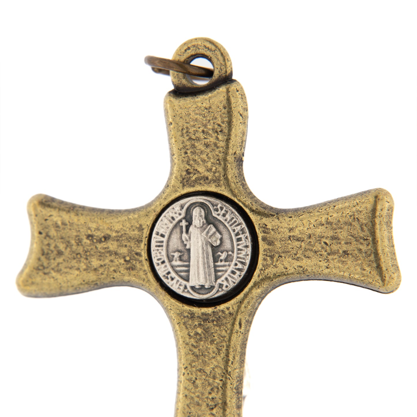 Ciondolo Croce San Benedetto in metallo bronzato 5x3,2 cm