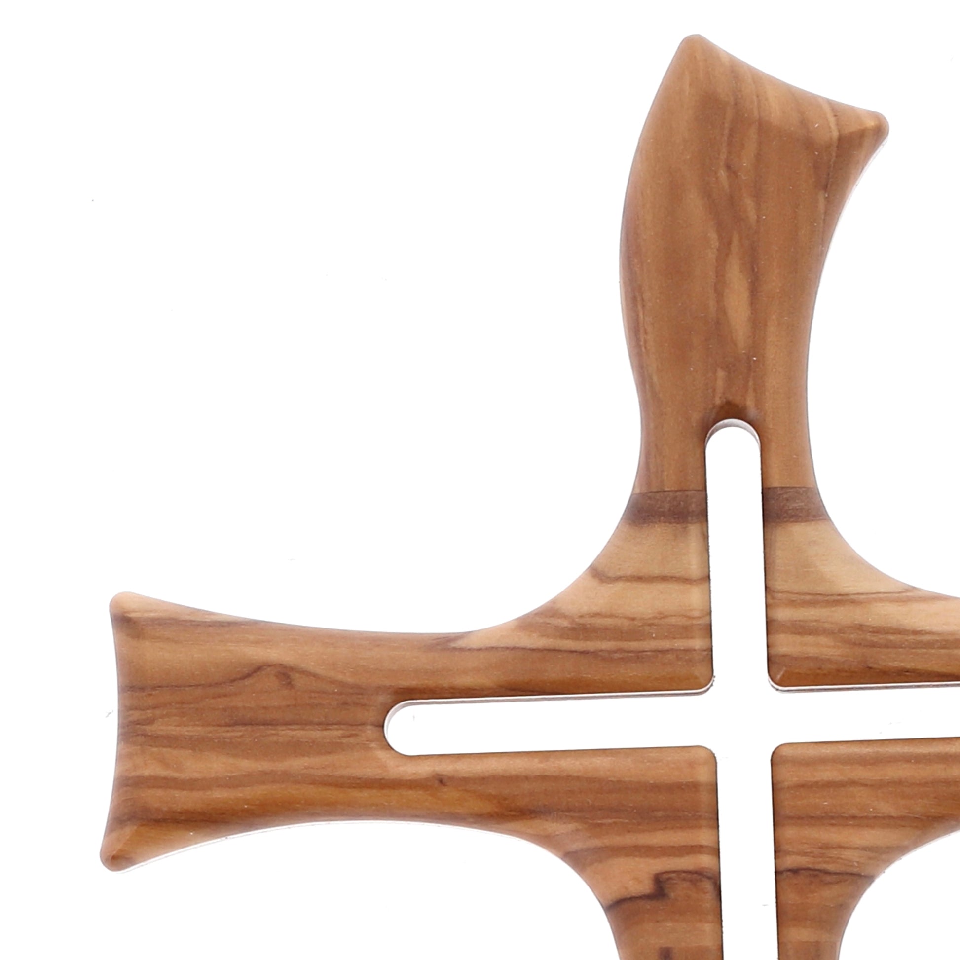 Croce stilizzata in legno d'olivo. Altezza 27 cm