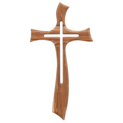 Croce stilizzata in legno d'olivo. Altezza 27 cm