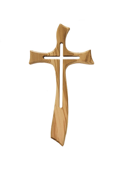 Croce stilizzata in legno d'olivo. Altezza 17,5 cm