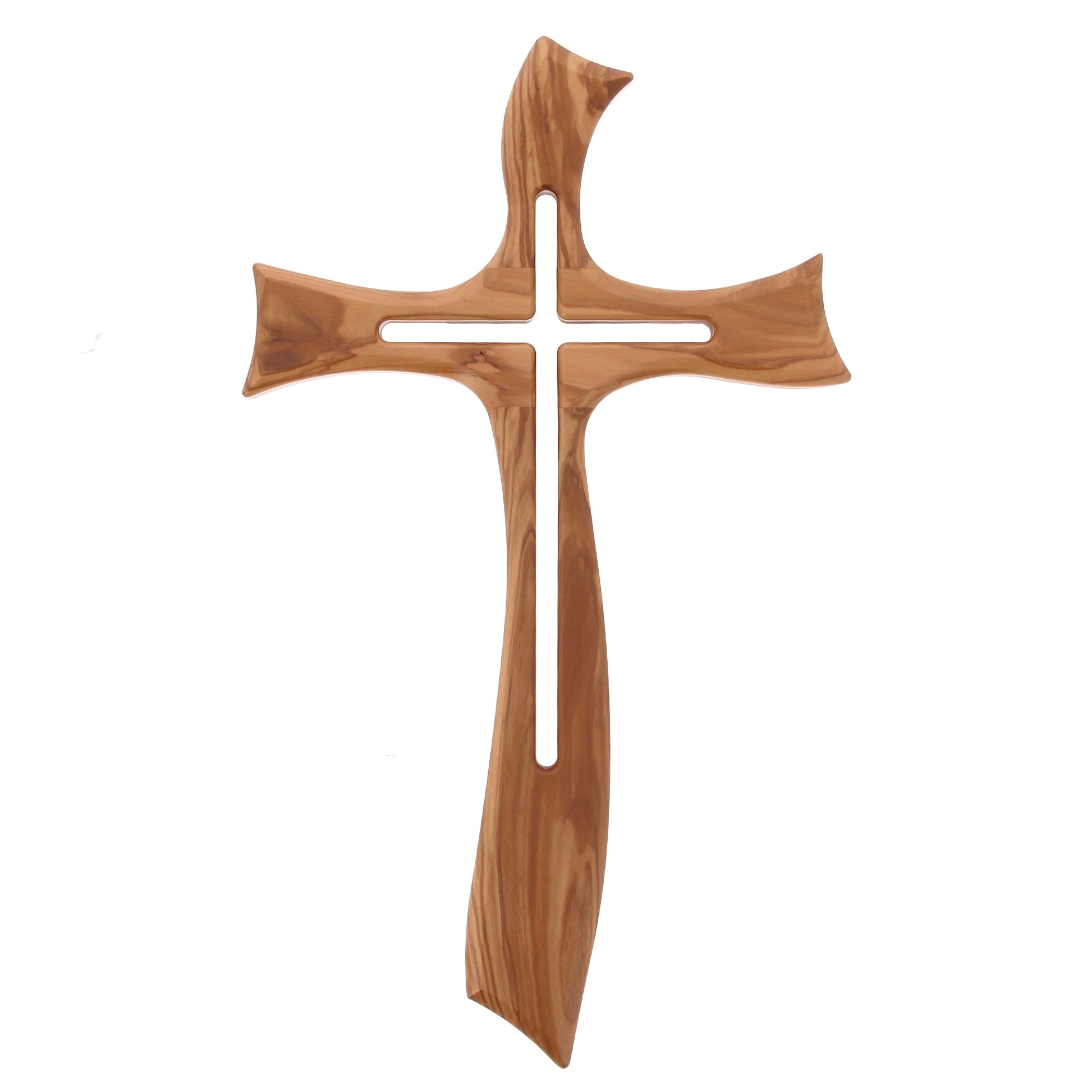 Croce stilizzata in legno d'olivo. Altezza 48 cm